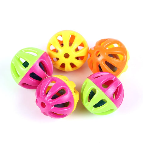Dog Ball Toy Colorful Plastic with Bell Safety Toys